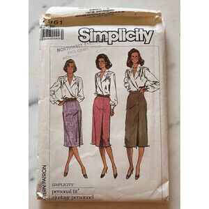Vintage Simplicity Pattern 7961 Mock Wrap Straight Skirt Sewing Size 16 UNCUT FF
